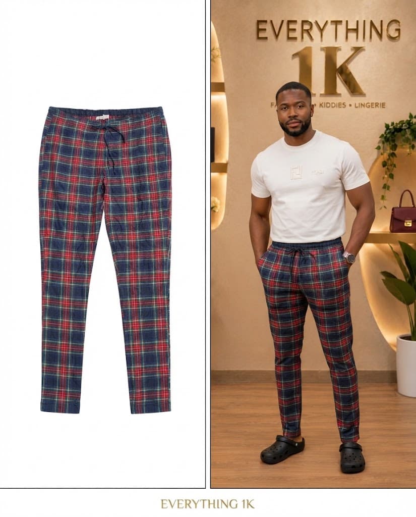 Classic Red, Blue, & Green Plaid Men's Trousers