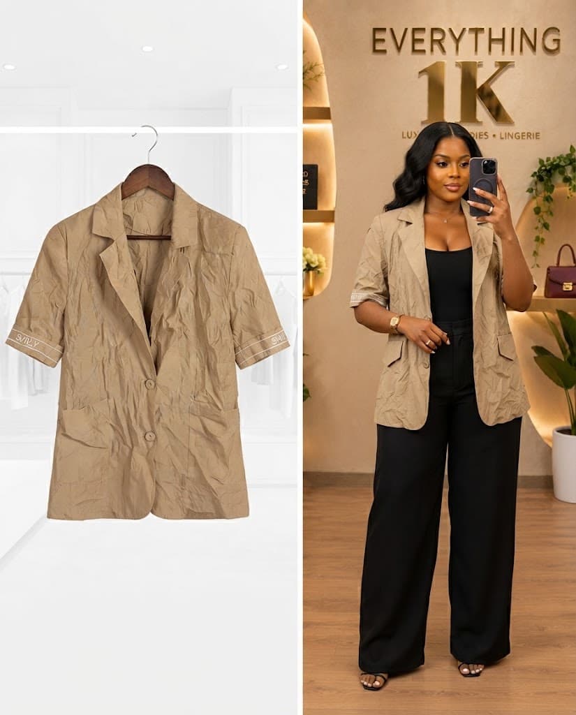 Textured Short-Sleeve Blazer