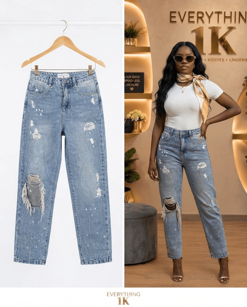 Paint-Splatter Distressed Relaxed Jeans 26