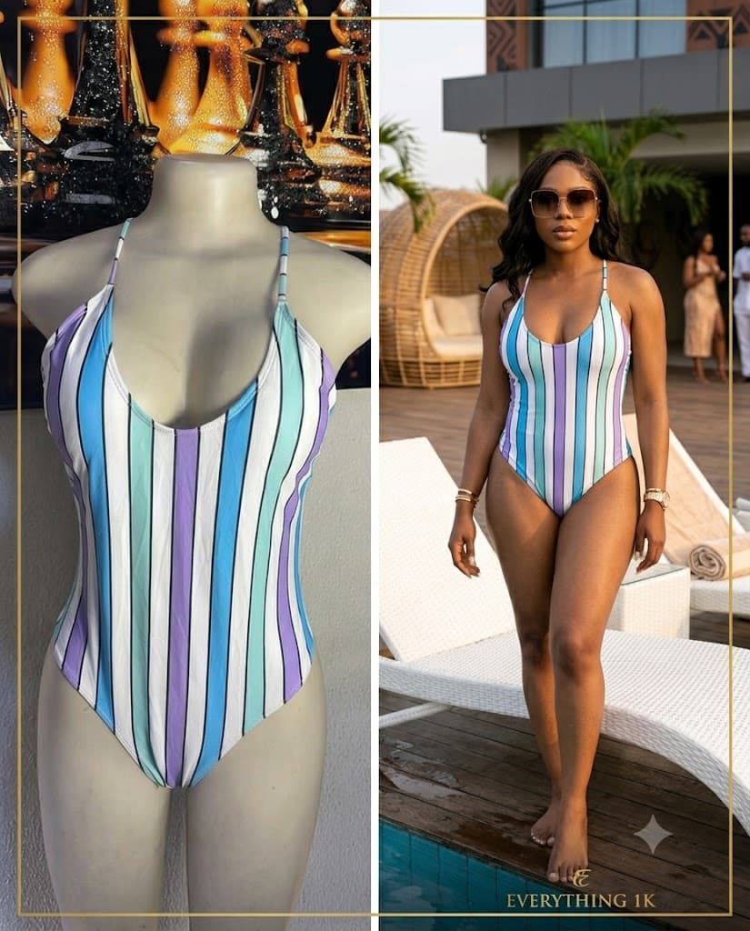 Pastel Stripe Scoop Neck One-Piece Swimsuit