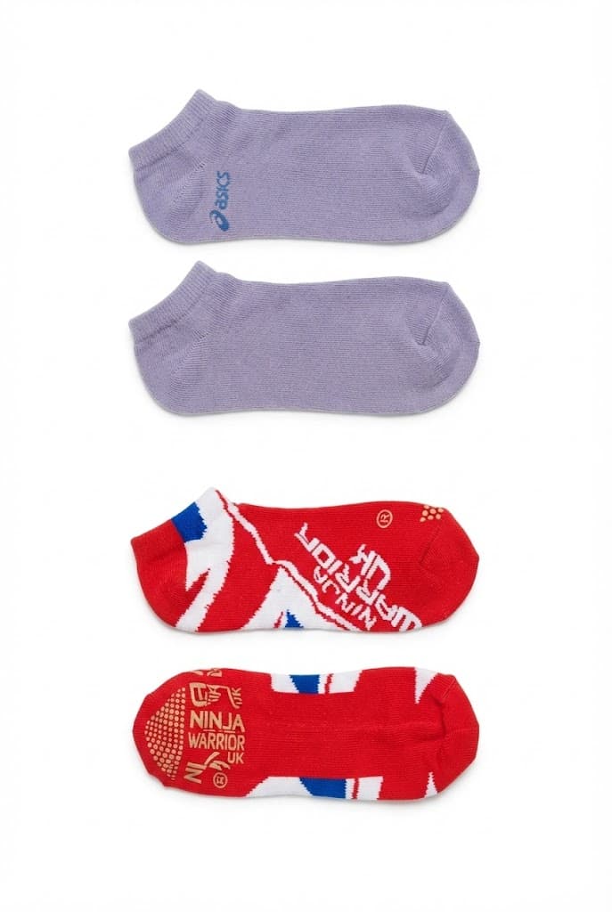 Purple Athletic and Red Active Gripper Low-Cut Socks (2-Pack)