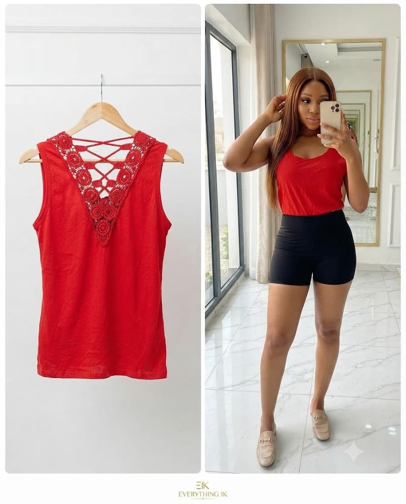Crochet Lace-Back Tank Top