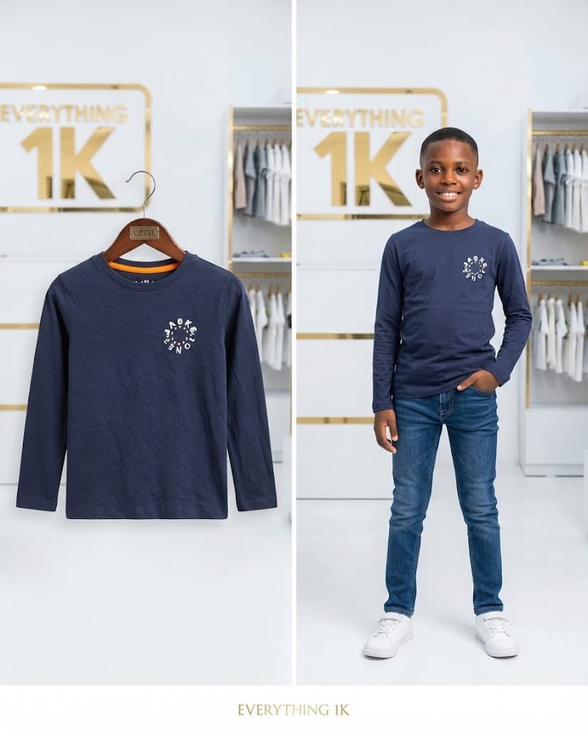 Boys Navy Blue Graphic Long-Sleeve Top (Ages 3-4)