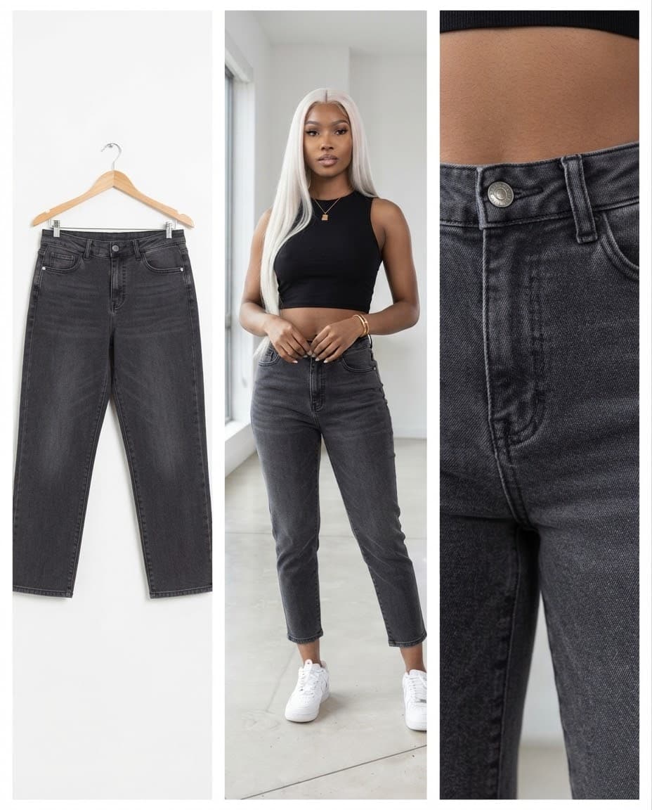 Dark Charcoal High-Rise Straight Jeans 28