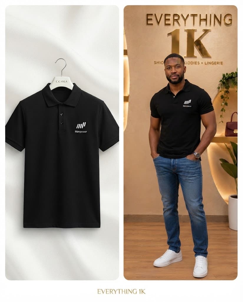 Casual Black Short-Sleeve Polo Shirt