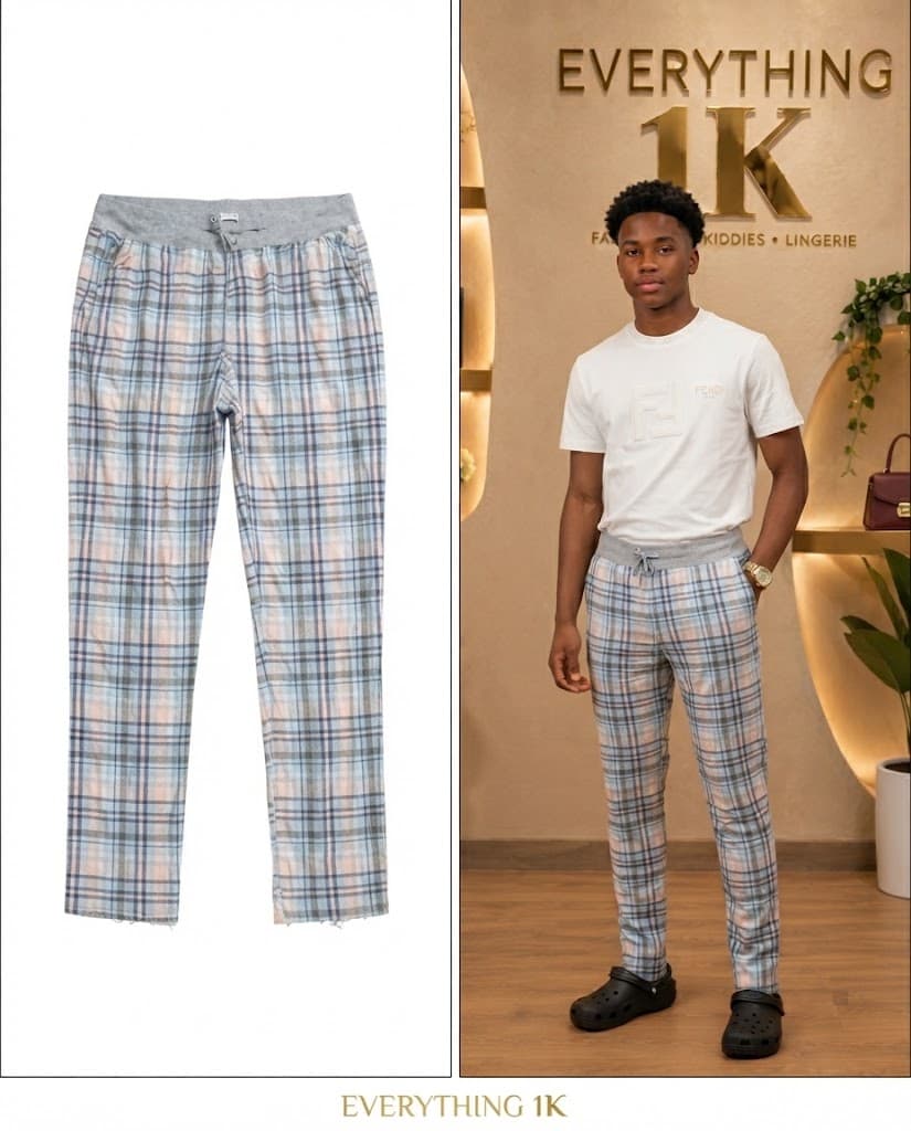 Pastel Plaid Men's Cuffed Jogger Trousers