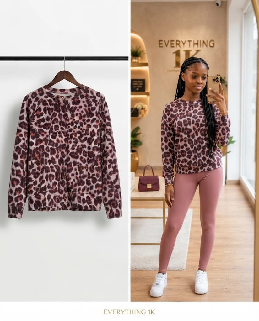Pre-loved Girls Crewneck Leopard Print Sweatshirt