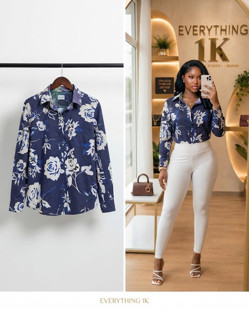 Pre-loved Floral Print Button-Down Shirt