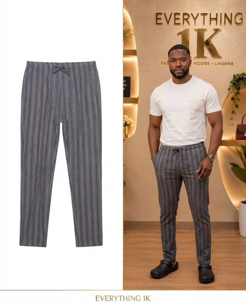 Charcoal Grey Striped Men's Trousers
