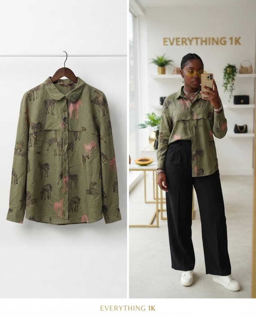 Pre-loved Animal Print Long-Sleeve Button-Down Shirt