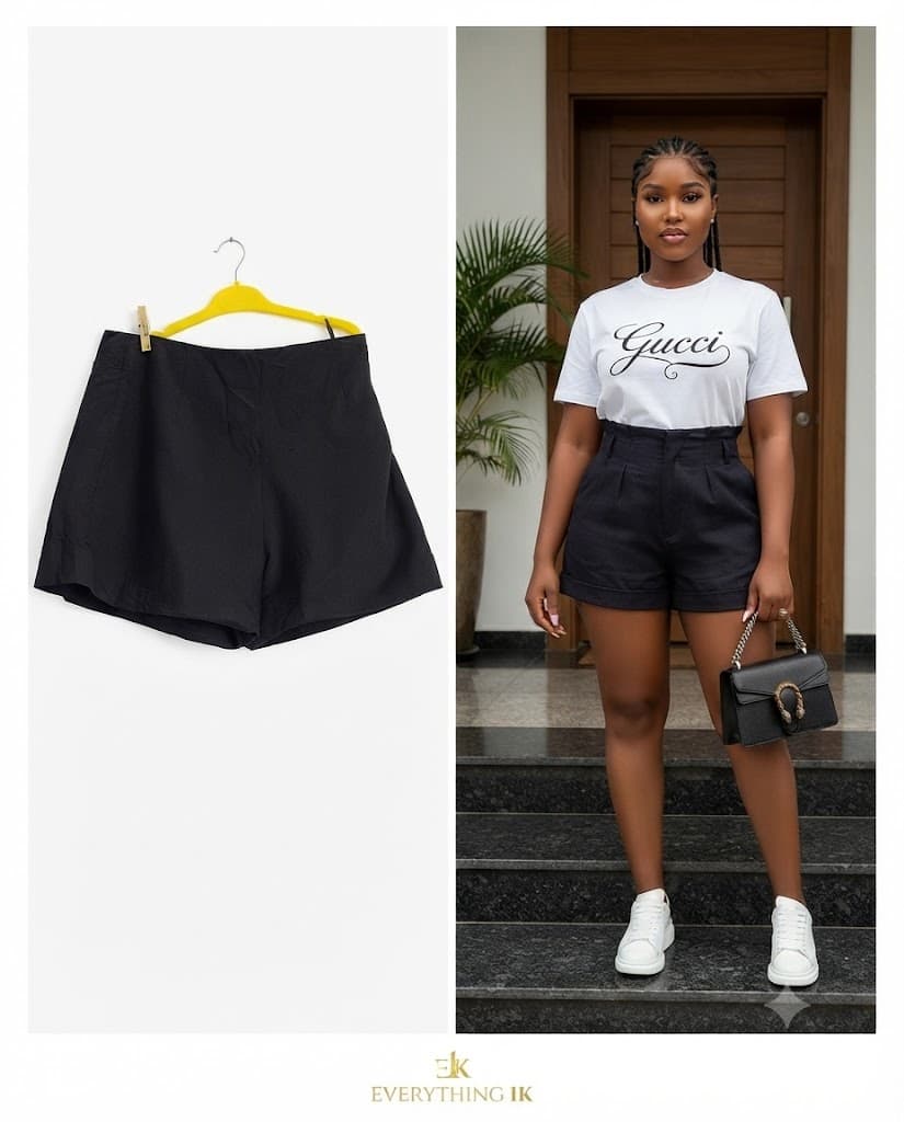 Black High-Waist Casual Shorts
