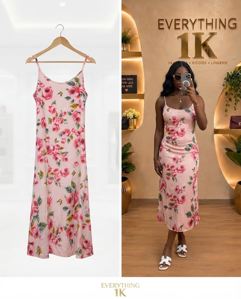 Pink Floral Slip Dress
