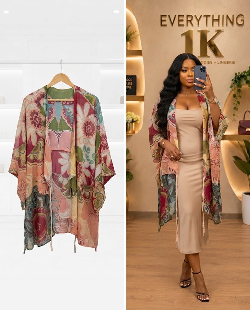 Floral & Paisley Print Open-Front Duster Kimono