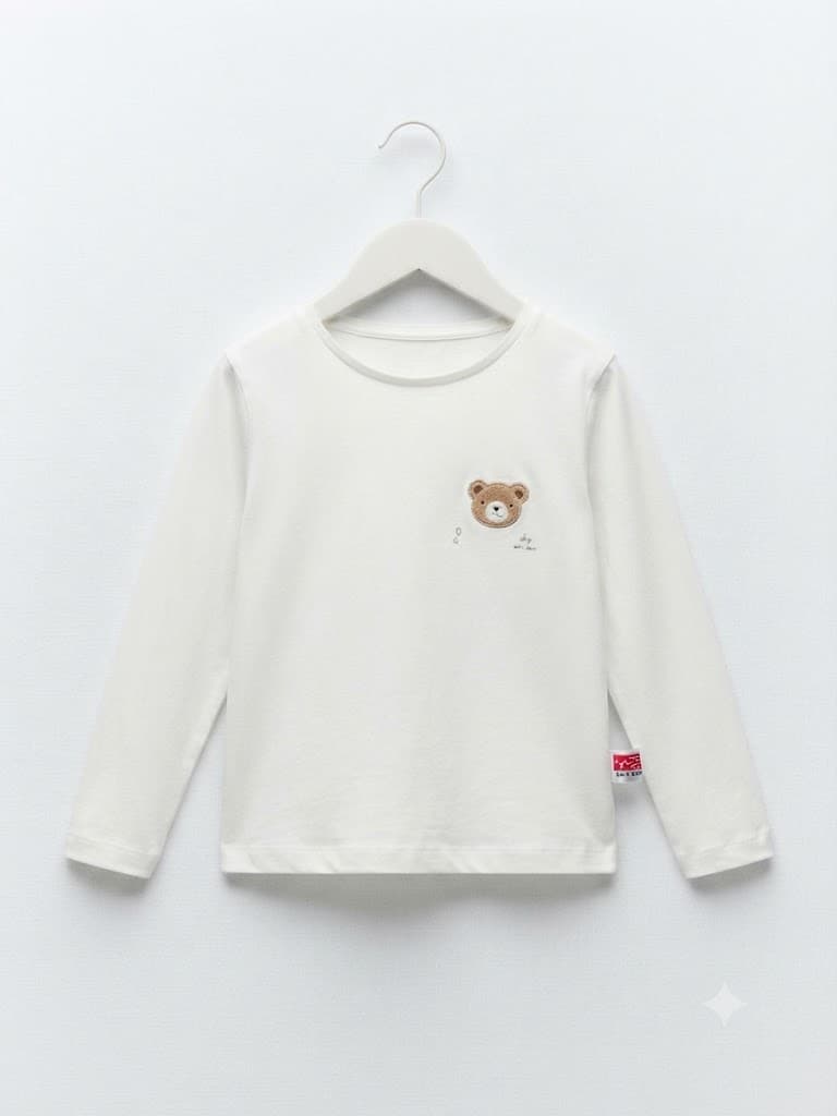 Pre-loved Unisex Long-Sleeve Bear Applique T-Shirt 3-5 years