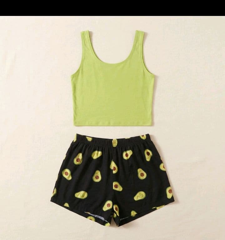 Avocado Print Cami & Short Pajama Set
