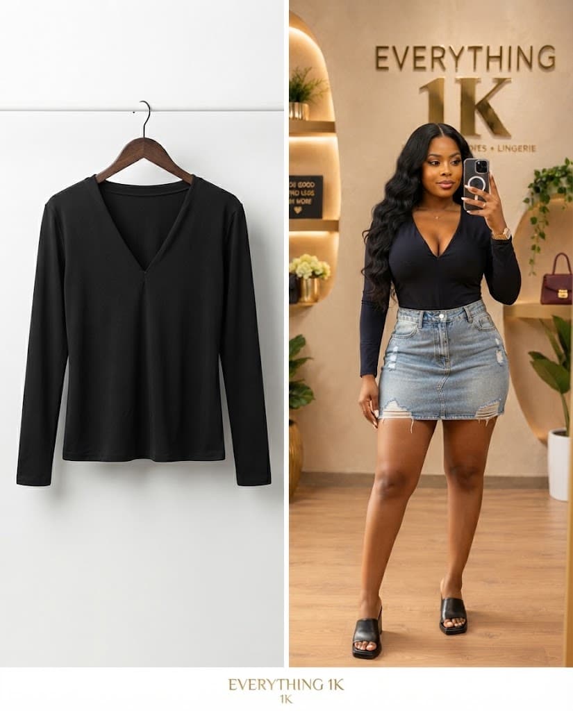 Pre-loved Long-Sleeve basic V-Neck Top