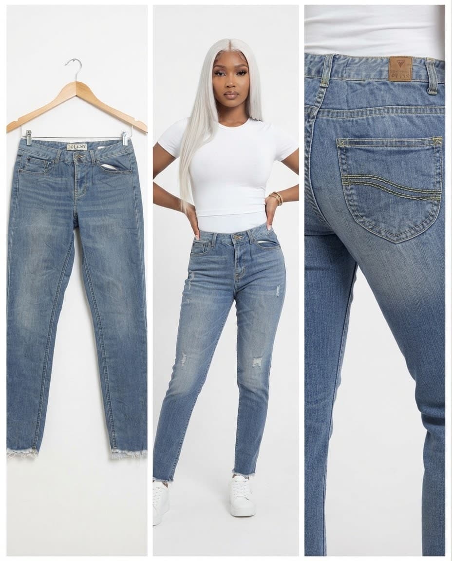 Medium Wash Distressed Skinny Jeans 28