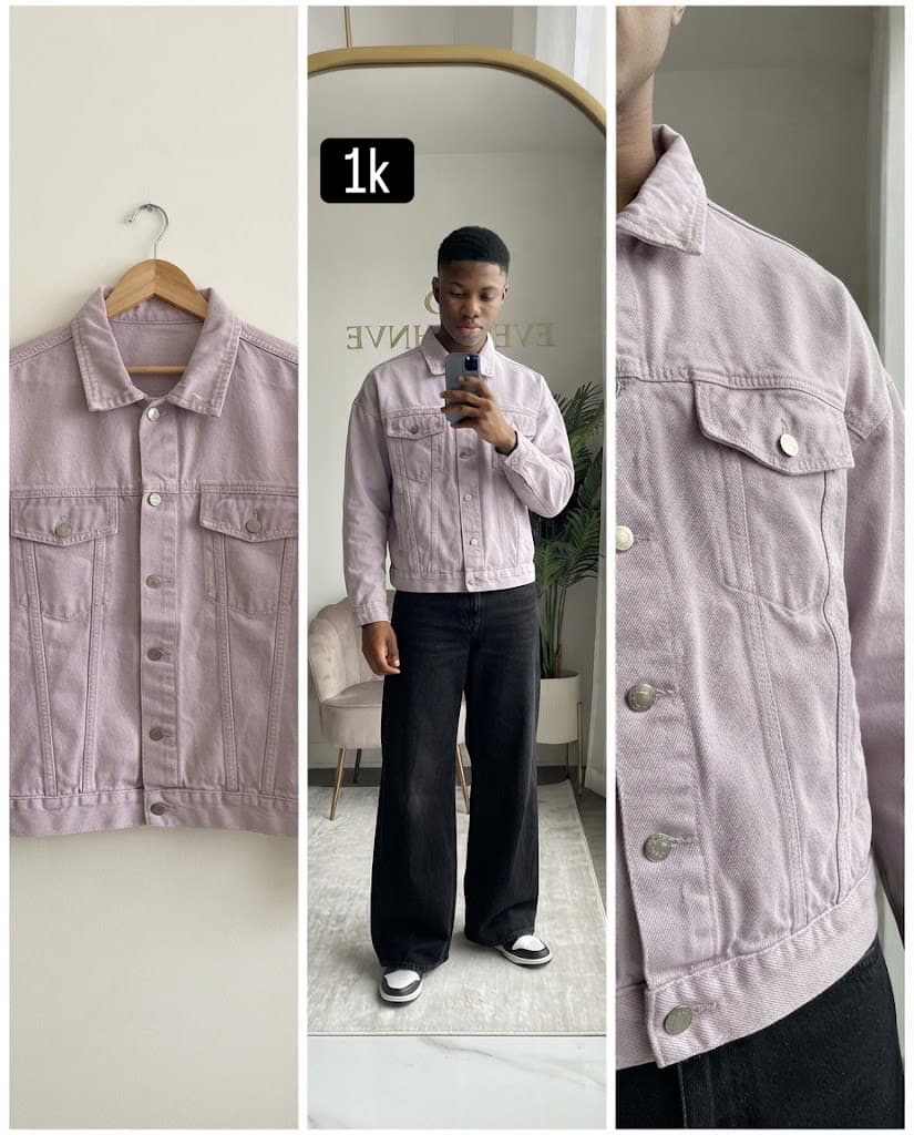 Lavender Denim Trucker Jacket (Regular Fit, Size S-M)