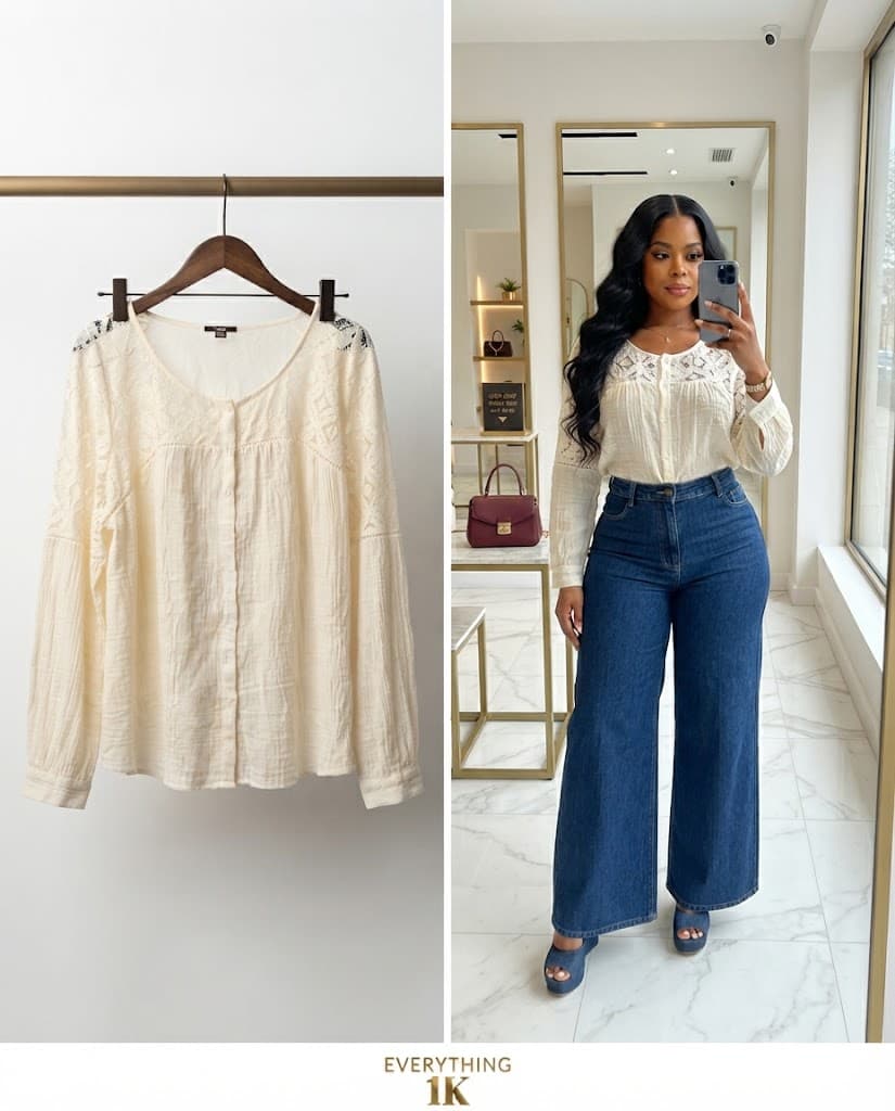 Pre-loved Lace Detail Long-Sleeve Blouse