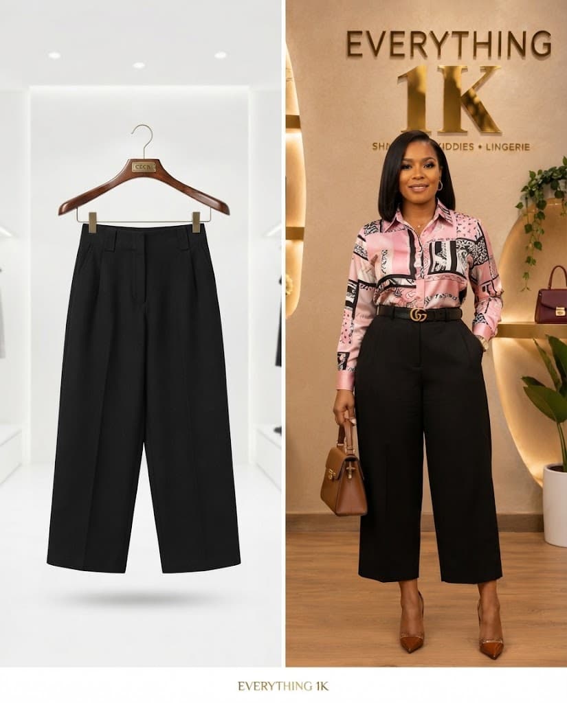 Classic Black cropped Trousers (Regular Length, Size waist 30/32)