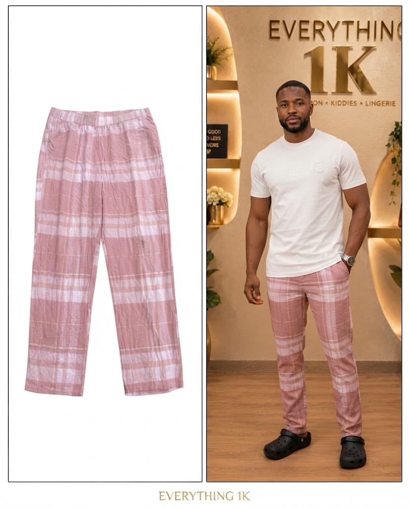 Rose Pink Striped Casual Trousers