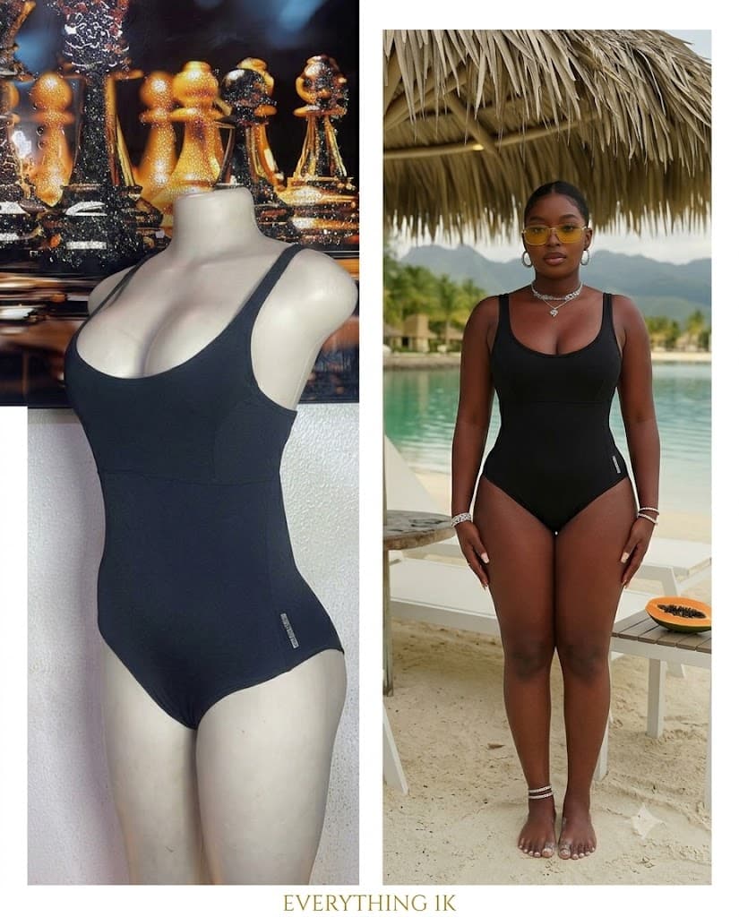 Classic Black Scoop Neck One-Piece Swimsuit