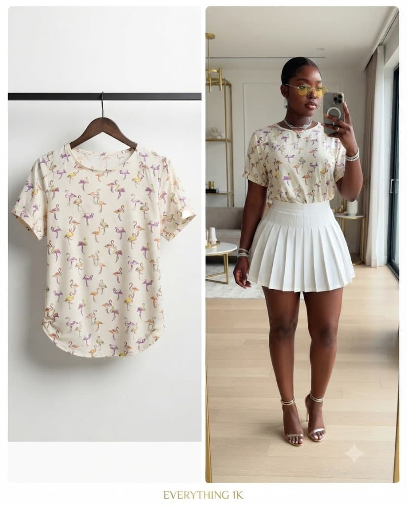 All-Over Flamingo Print Tee