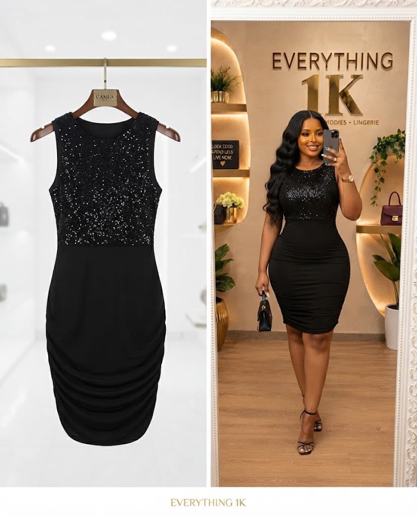 Black Party Sequin Bodycon Dress