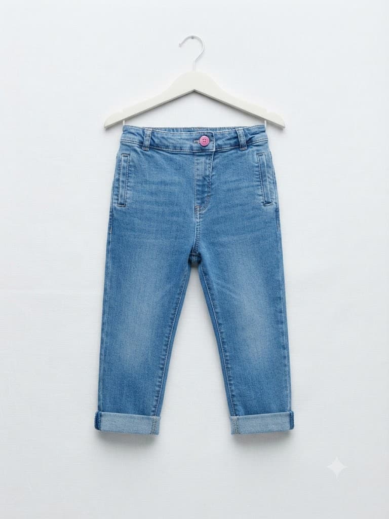 Pre-loved girl Roll-Cuff soft Denim Trousers 2-4 years