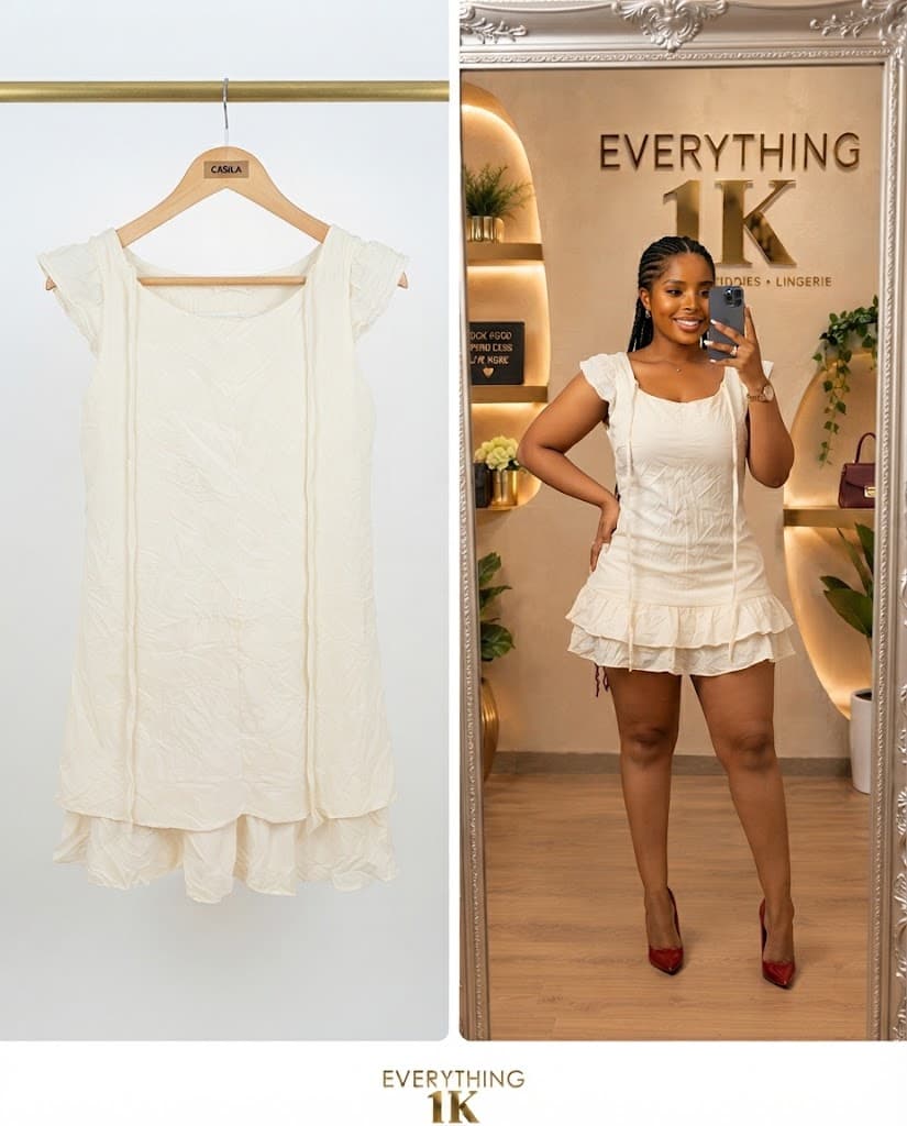 Creamy White Ruffled Tiered Sleeveless Mini Dress