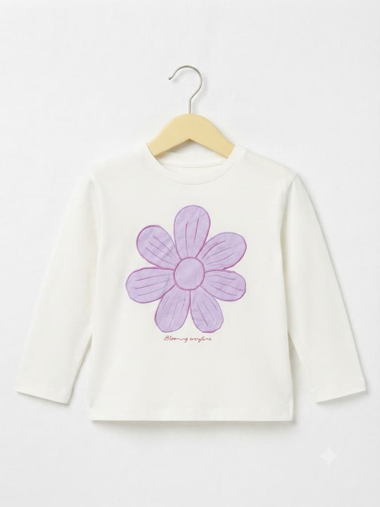 Pre-loved Unisex Flower Applique Long-Sleeve T-Shirt 2-4 years