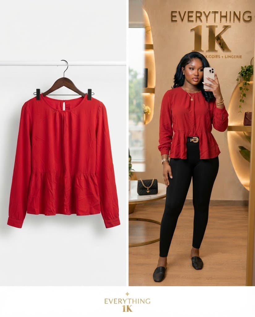 Pre-loved Long-Sleeve Pleated-Hem Blouse