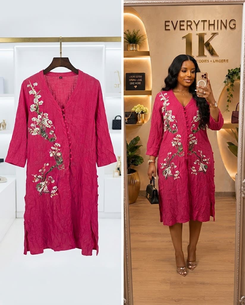 Magenta Floral Embroidered corporate Dress