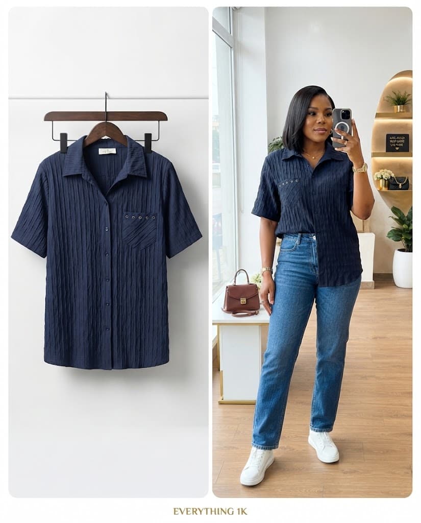 Pre-loved Textured Short-Sleeve Pocket Shirt