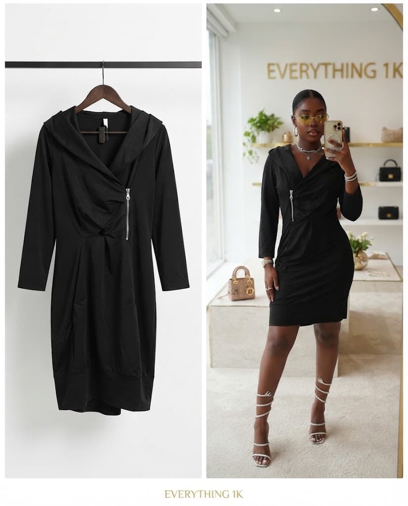 Pre-loved Long-Sleeve Hooded Mini Dress
