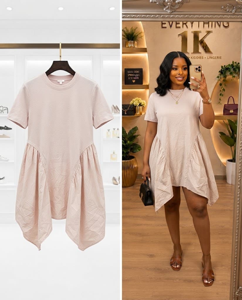 Blush Asymmetrical Hem T-Shirt casual Dress