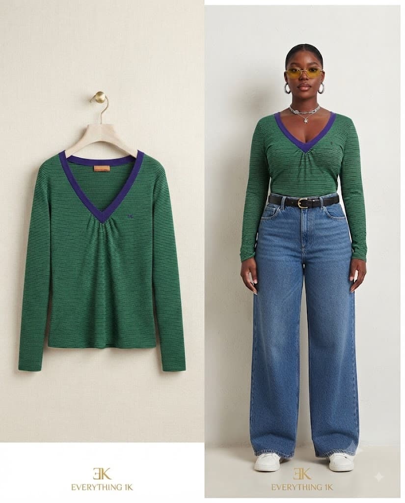Ladies Green Long-Sleeve Layering Body Top