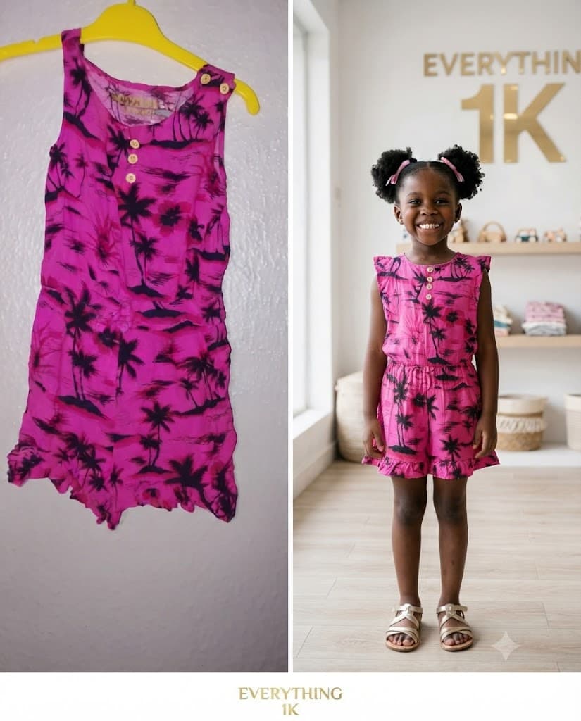 Pre-loved Girls Tropical Print Romper 5-7 years
