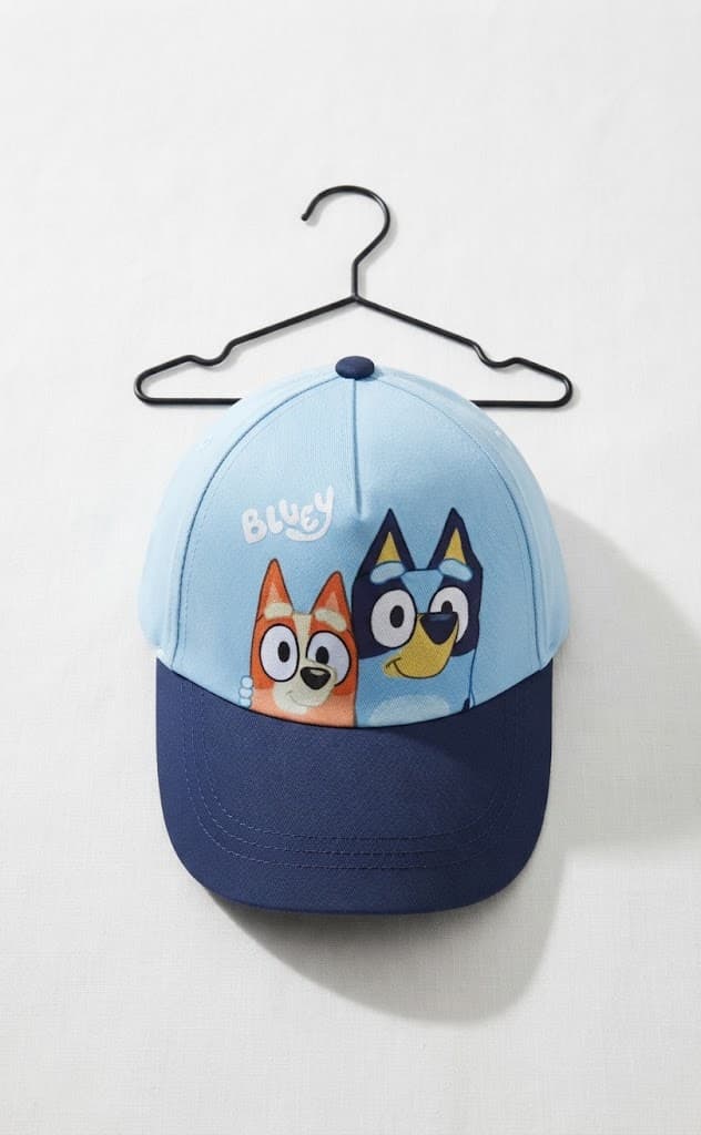 Kids Light Blue and Navy Blue Bluey Character Baseball Cap