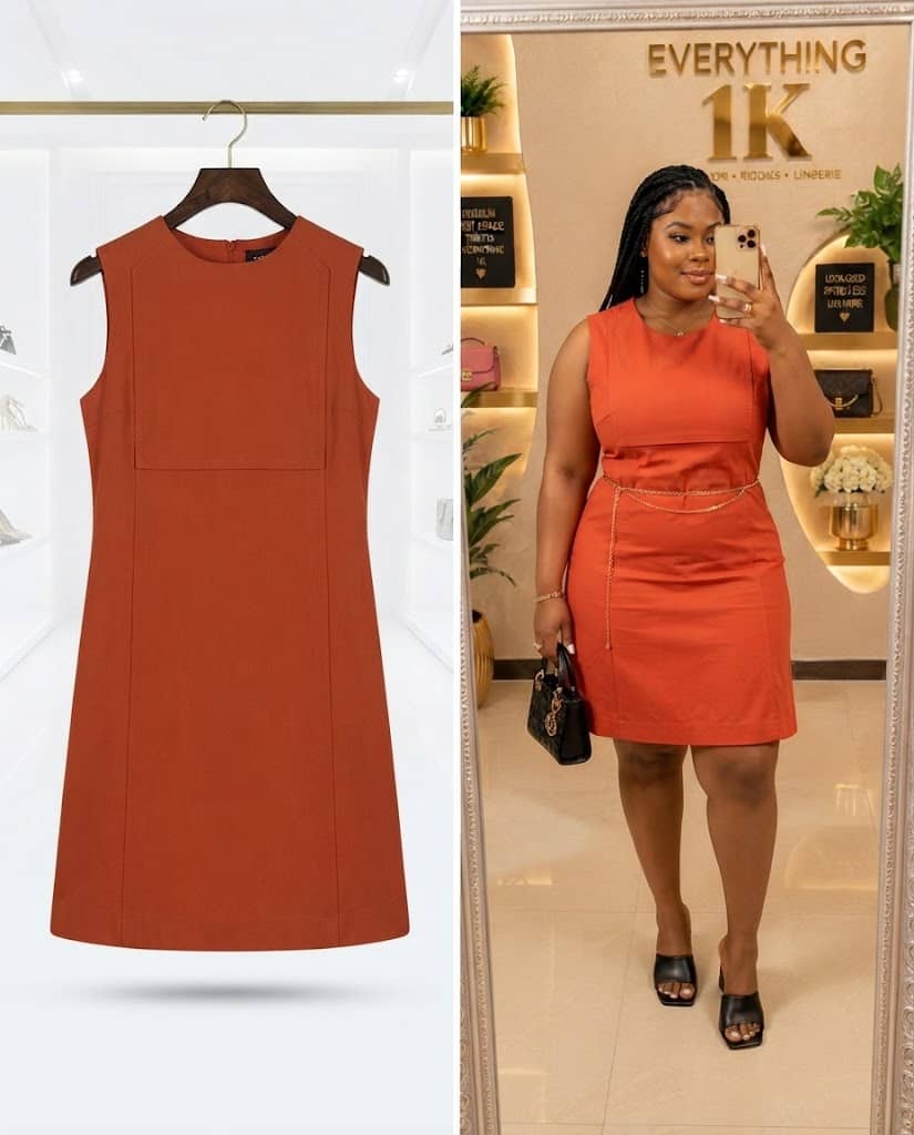 Rust Orange Structured Sleeveless Mini Dress