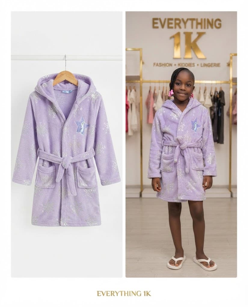 Lavender kids Snowflake-Embellished Bathrobe 5-7years
