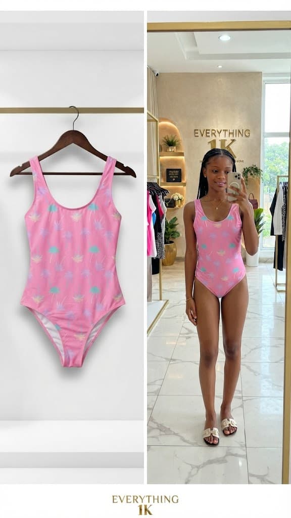 Tropical Palm Print Scoop One-Piece