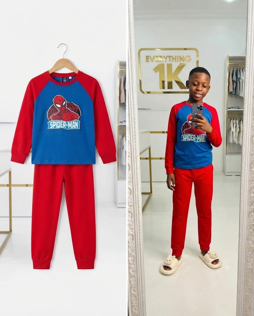 Boys Two-Piece Spider-Man Action Colorblock Pajama Set 6-8 years