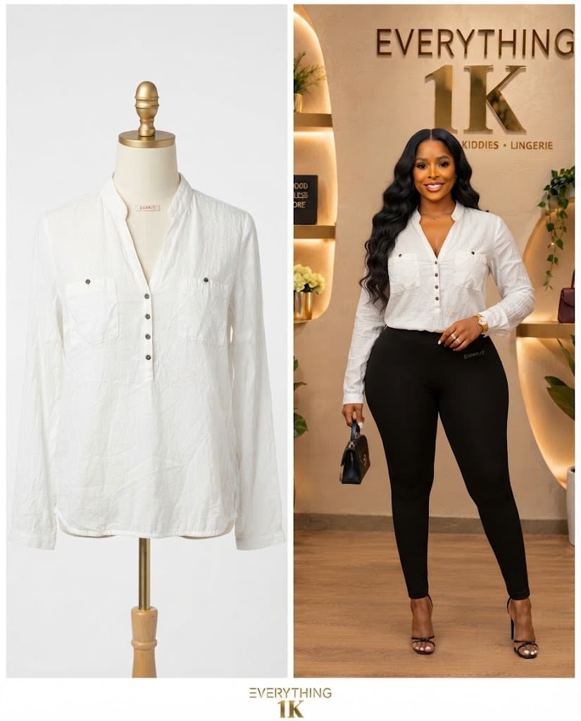 White Corporate Button-Front Shirt
