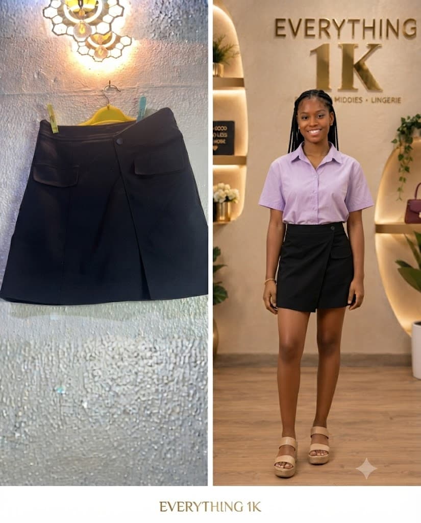 Girls Black Pocket Wrap Skirt: Asymmetric Button Mini Skirt 10-12 Years