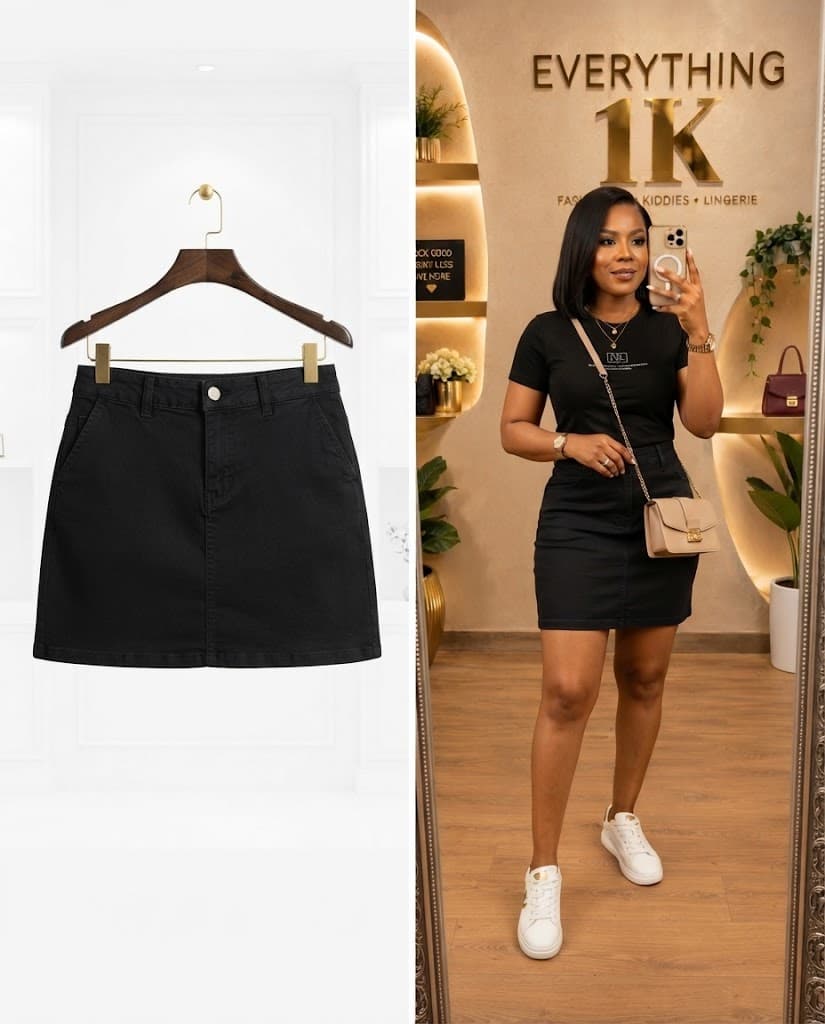 Classic Black Denim Mini Skirt