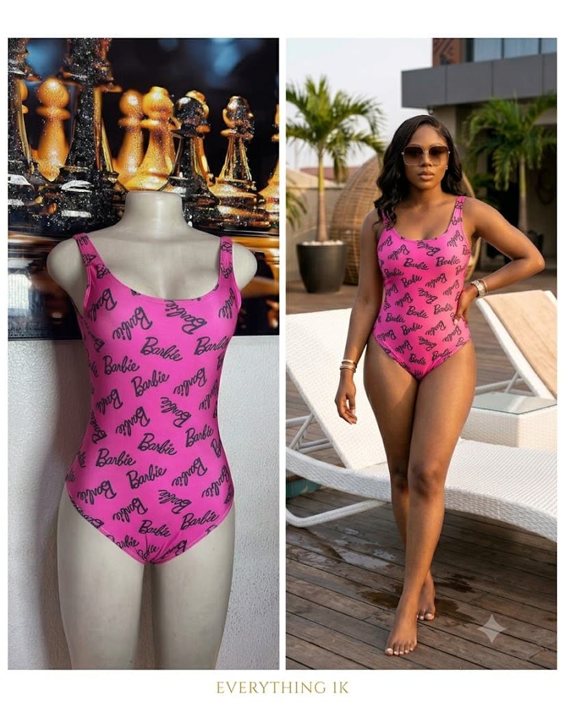 Barbie Print Scoop Neck One-Piece Swimsuit