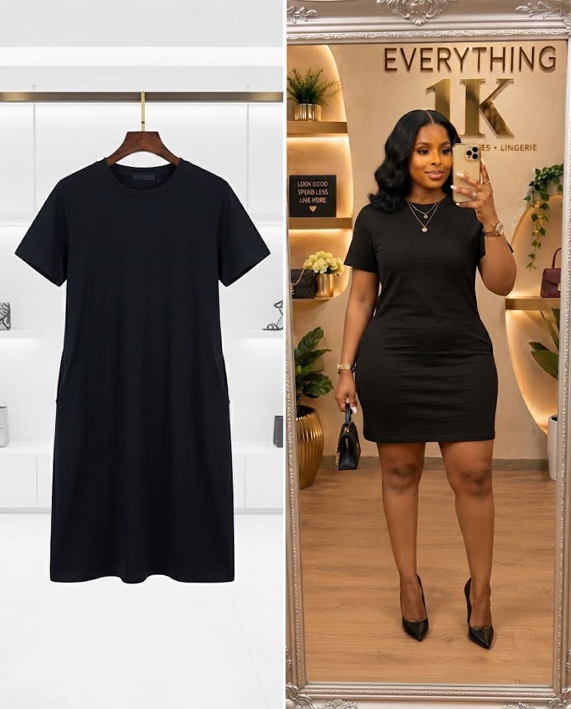 Black Shirtsleeve Mini casual Dress