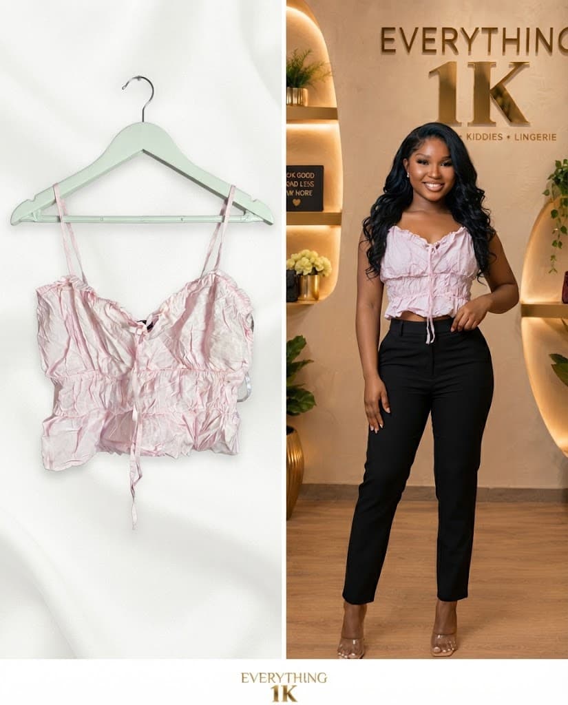Casual Light Pink Ruffled Crop Top