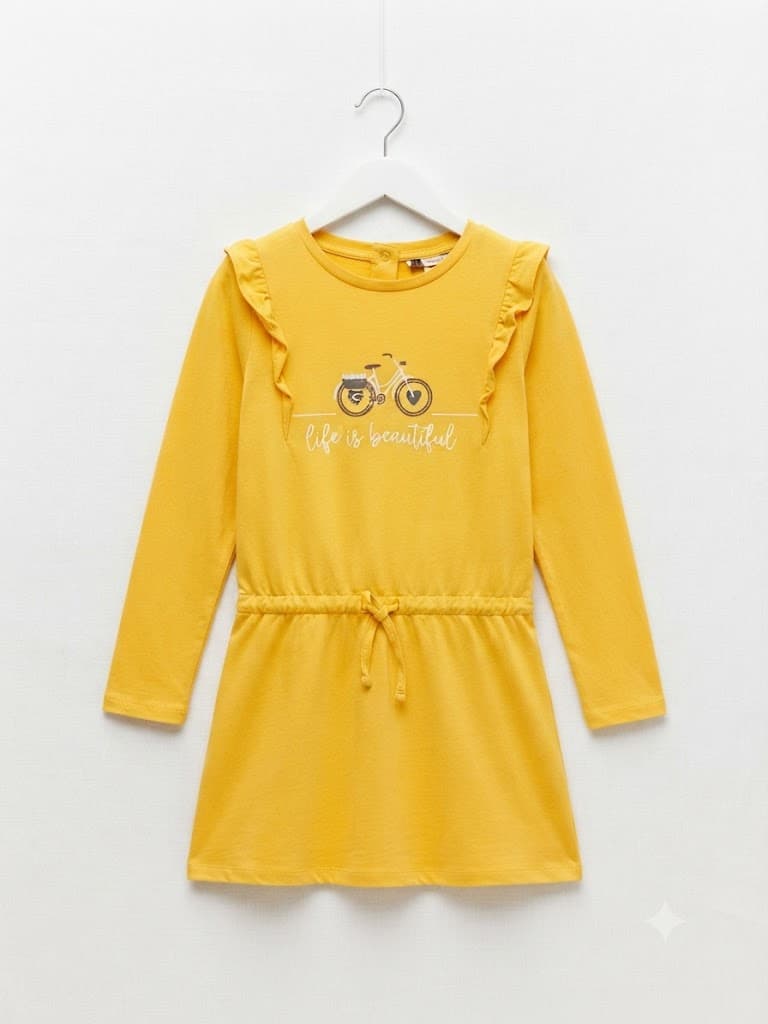 Pre-loved Girls Bicycle Print Ruffle Dress 9-11 years